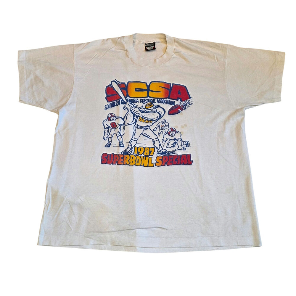 Vtg‎ 1987 SCSA Softball Superbowl Special Screen Stars T Shirt XL Single Stitch